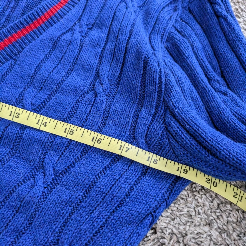 Vtg Pendleton Blue Cardigan Sweater Gold  Button Front Cable Knit Small V Neck S